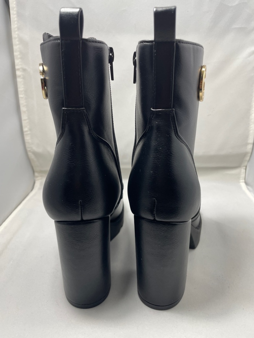 GBG Los Angeles Black Lace-Up Combat Boots with Gold Accents - Picture 6 of 13